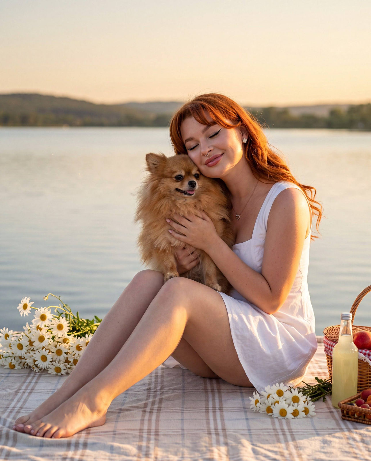 Summer Sunset Dog Cuddle