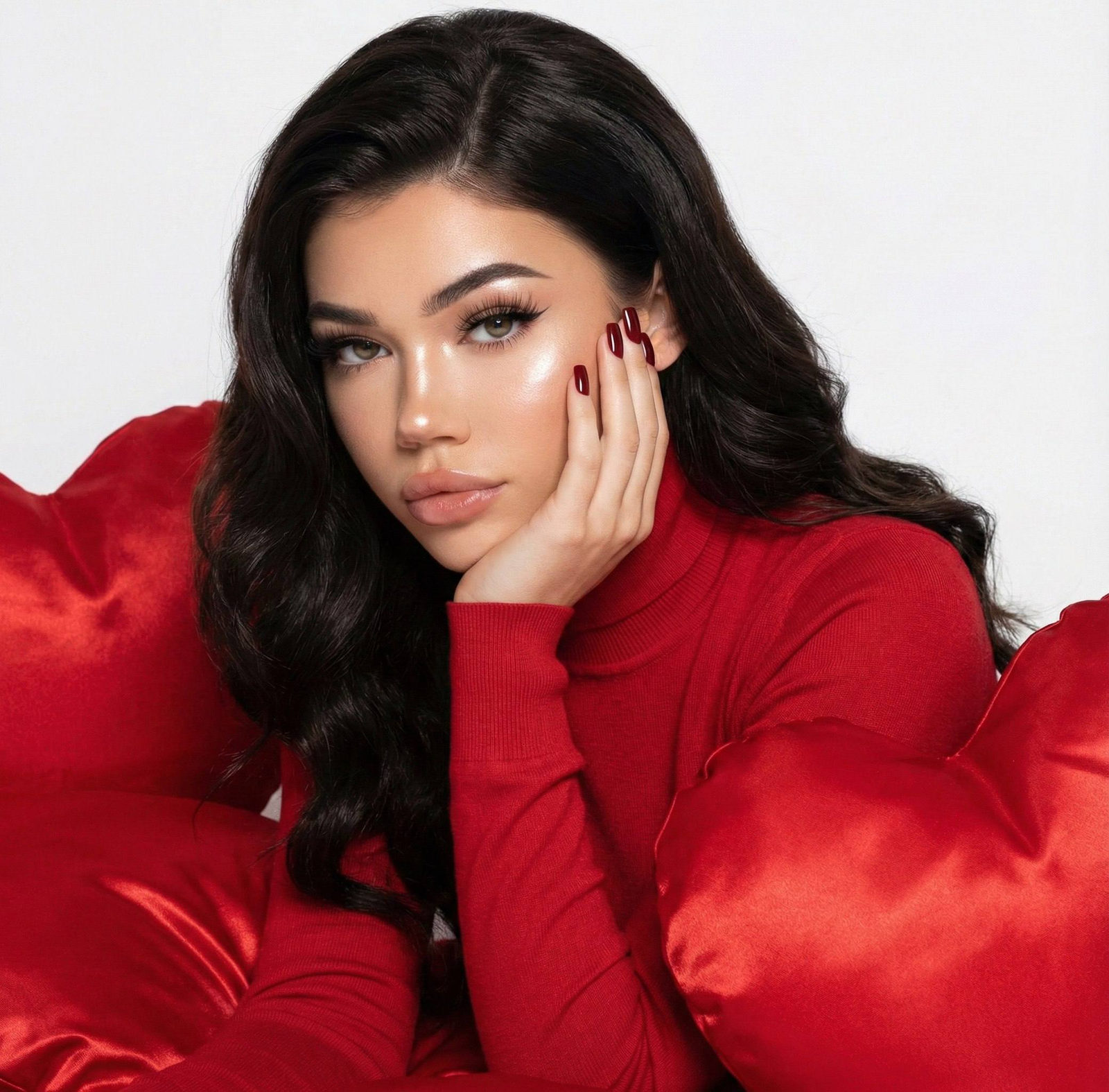 Red Turtleneck Heart Pillows