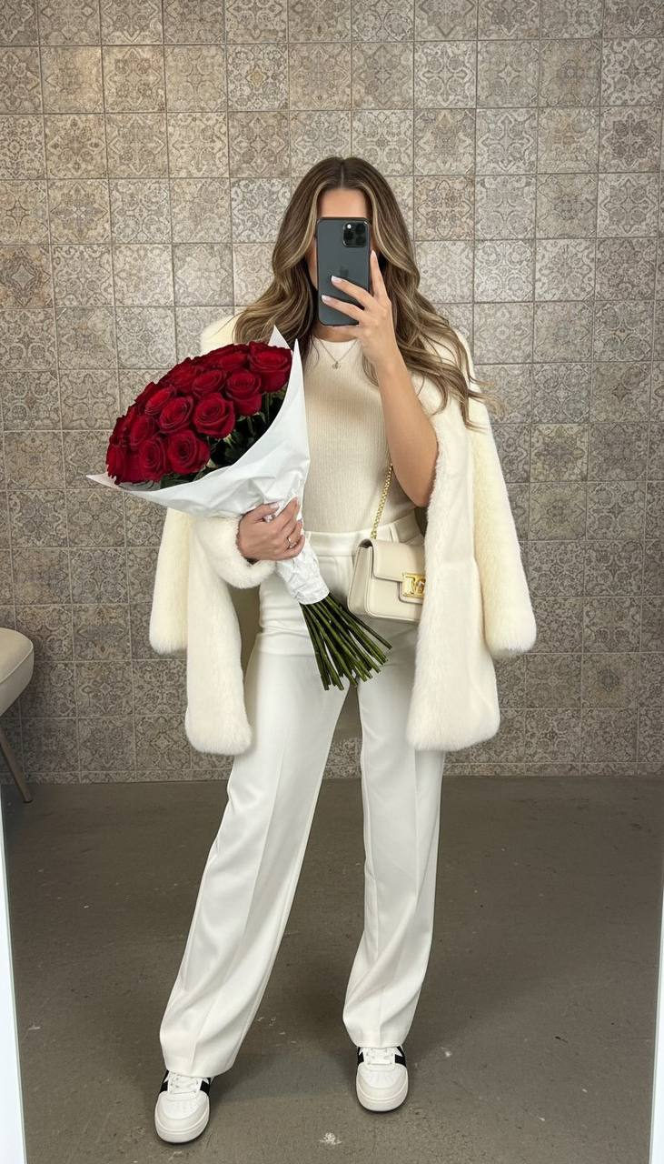 Cream Coat Deep Roses