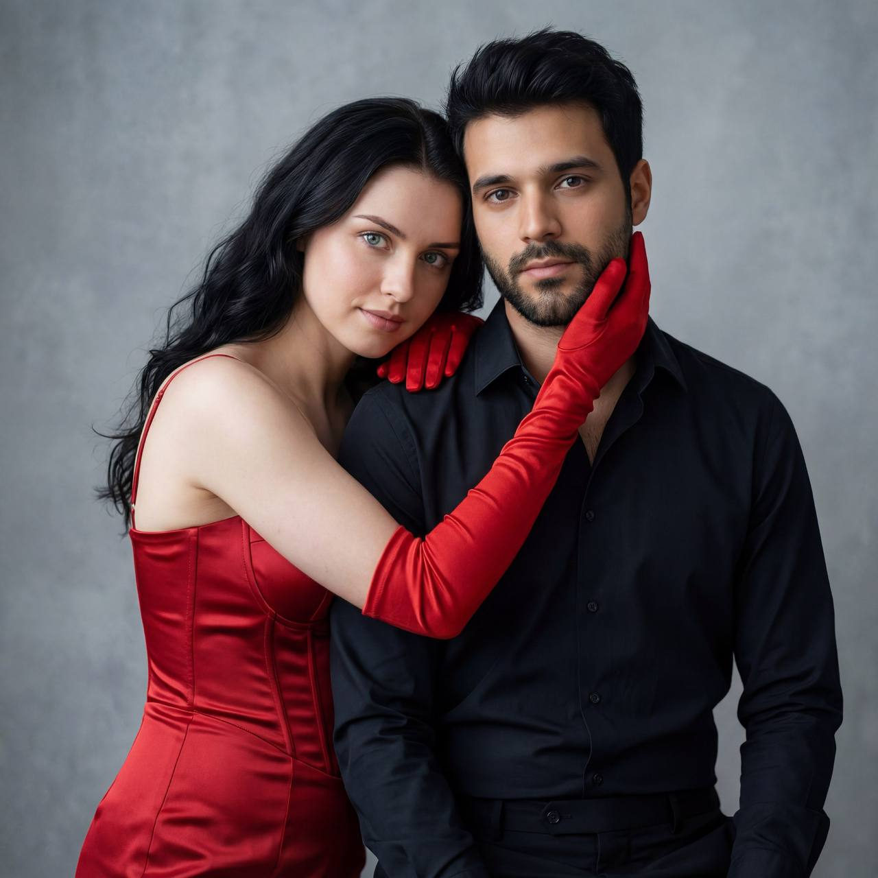Red Corset Black Shirt