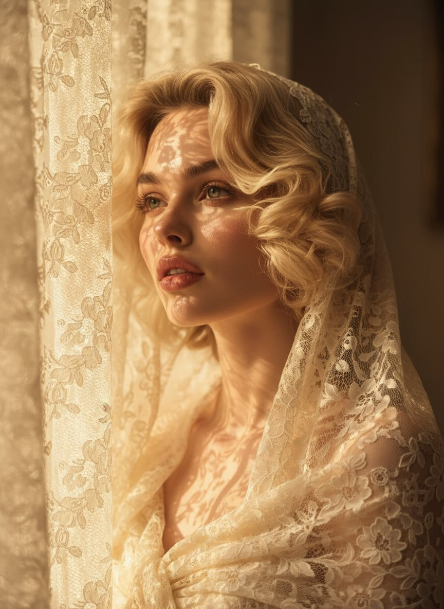 Lace Curtain Golden Light