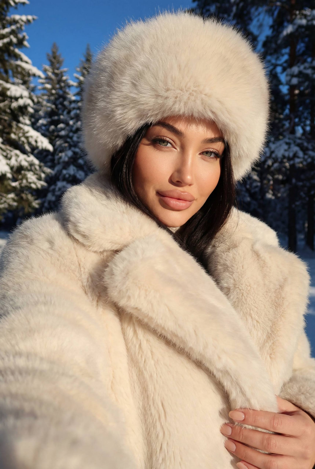 Cream Fur Alpine Selfie