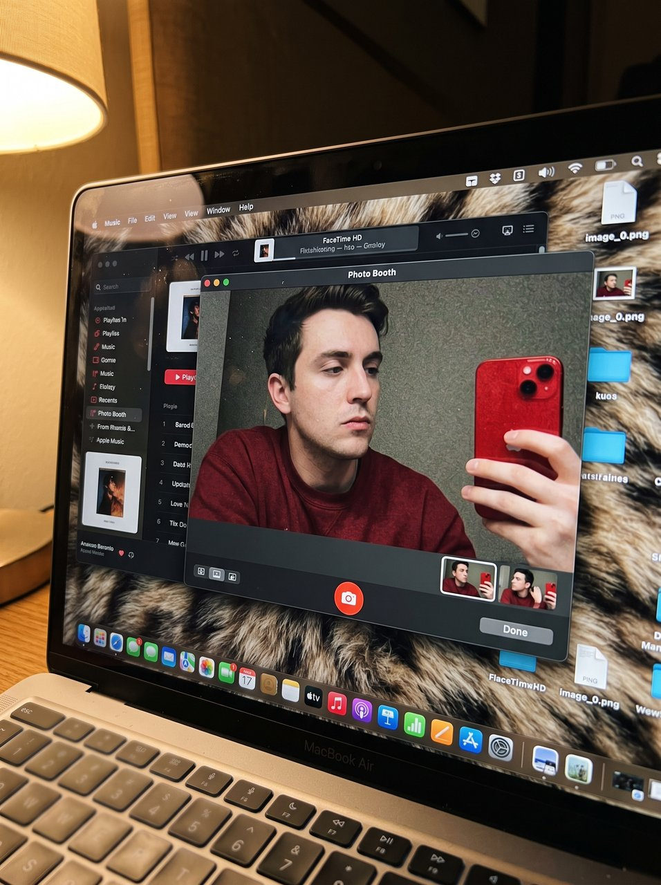 MacBook Screen Selfie Reflection