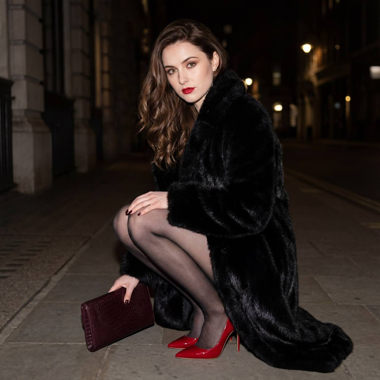 Black Fur Coat Night