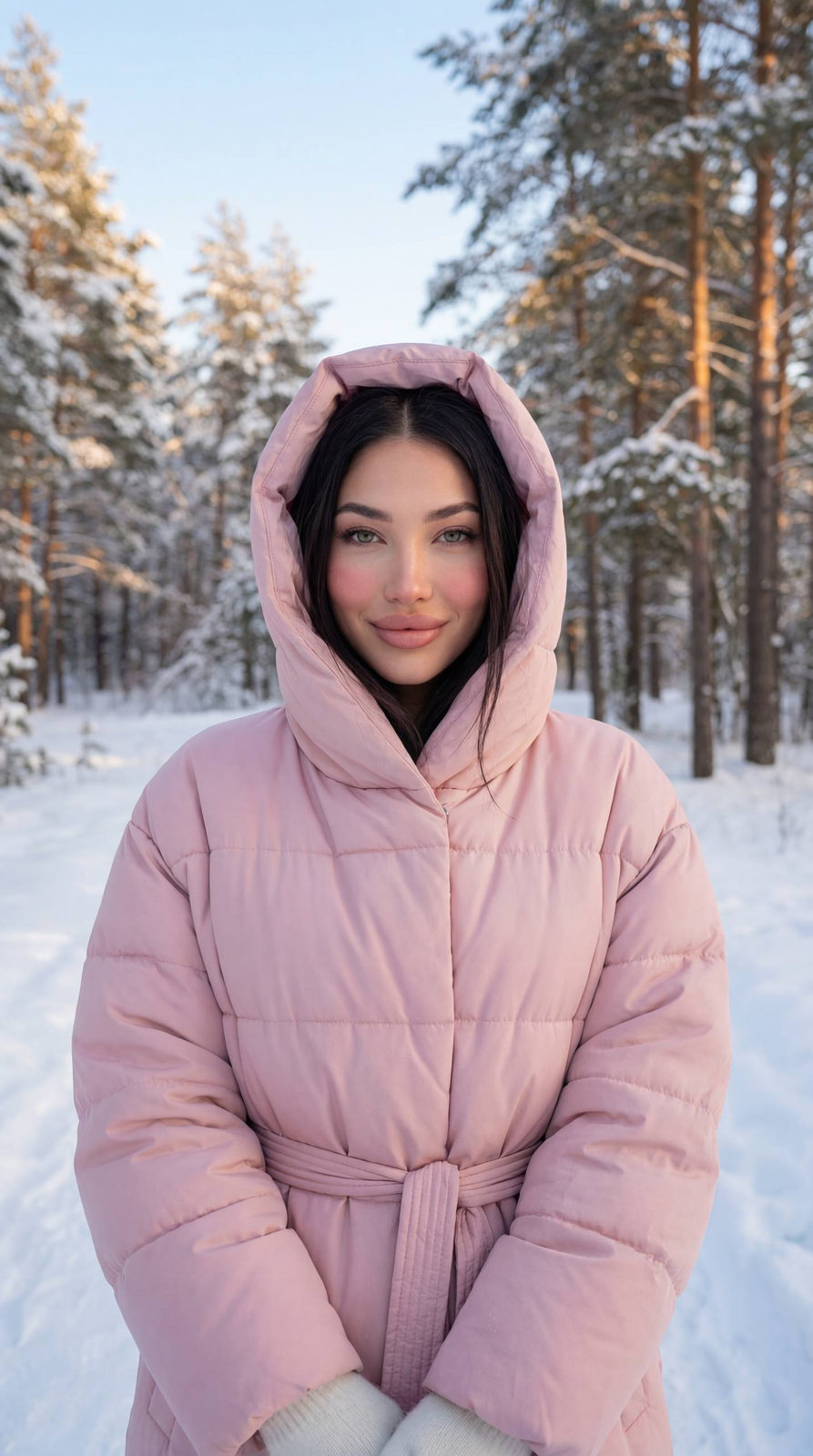 Pink Puffer Snow Forest