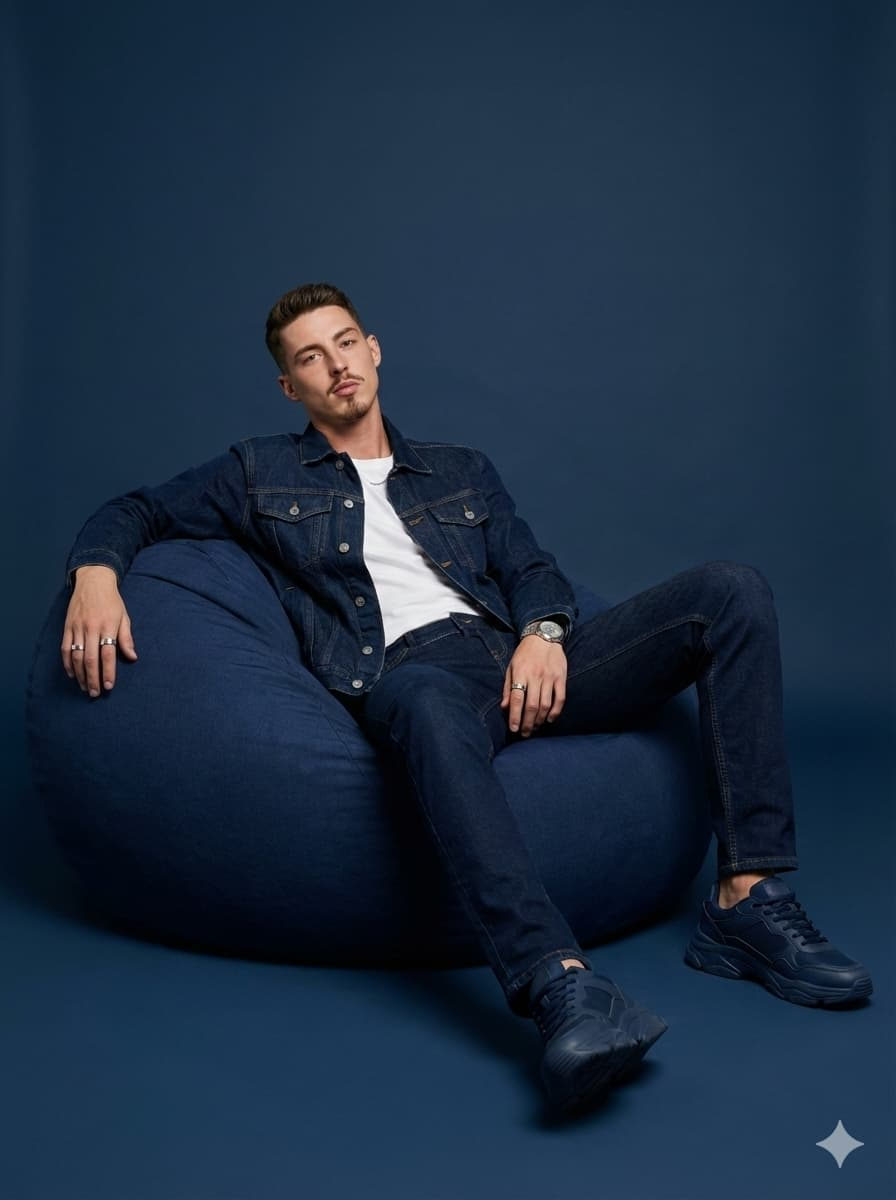 Navy Denim Jacket Beanbag