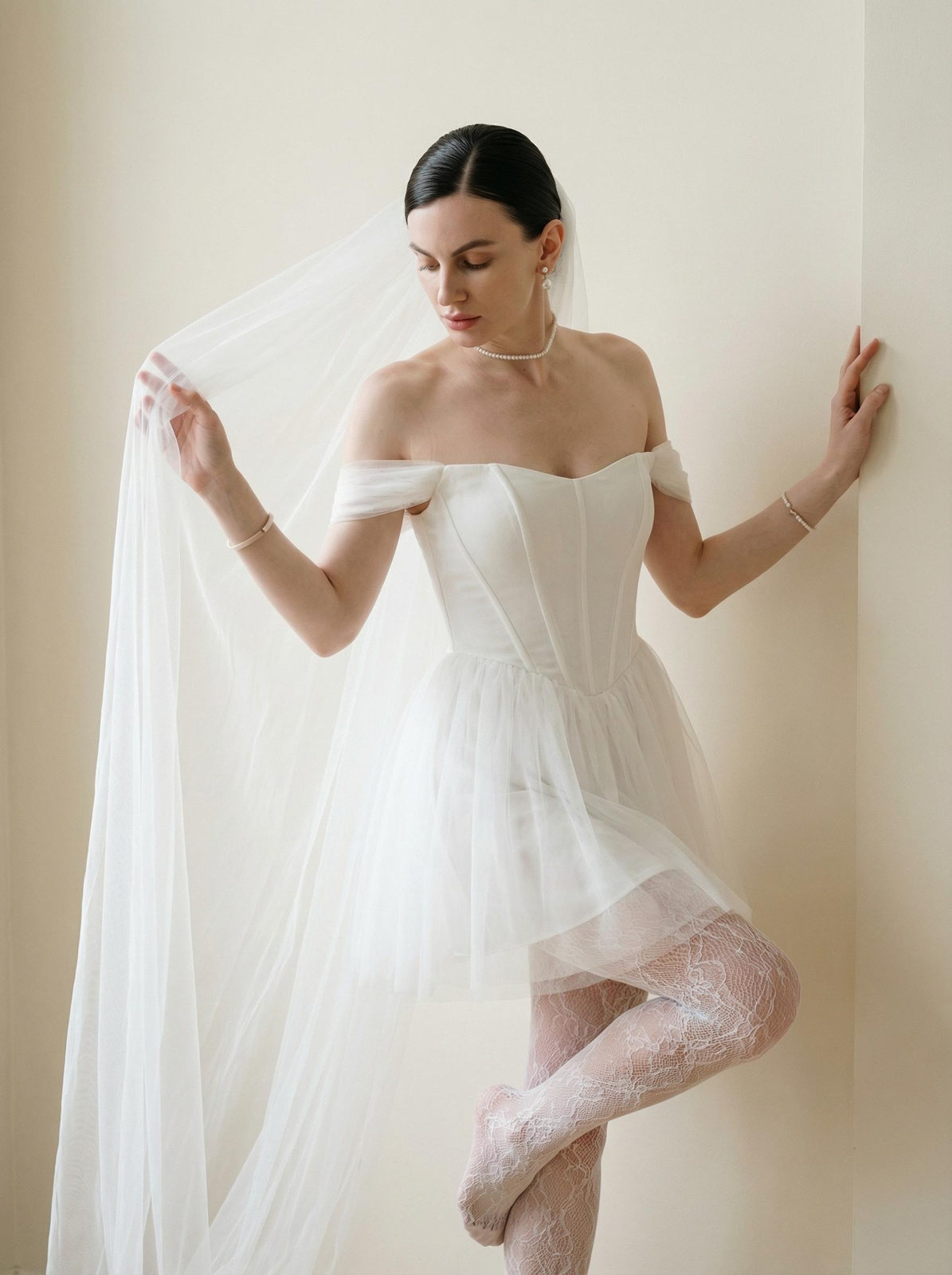 White Minidress Veil