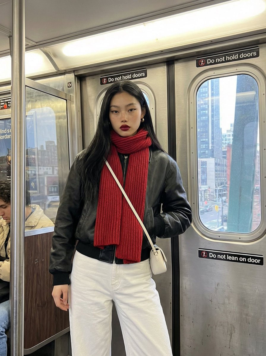 Red Scarf Subway Doors