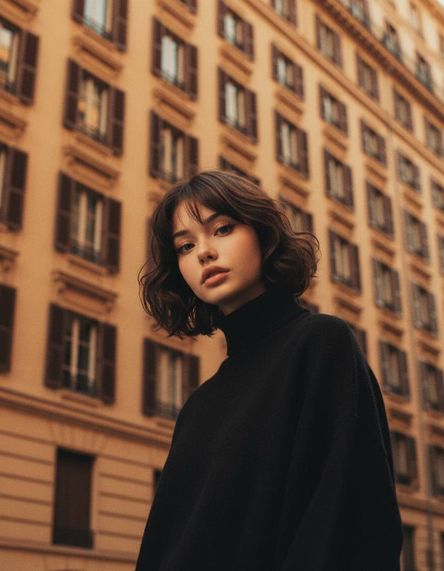 Golden Hour Black Turtleneck