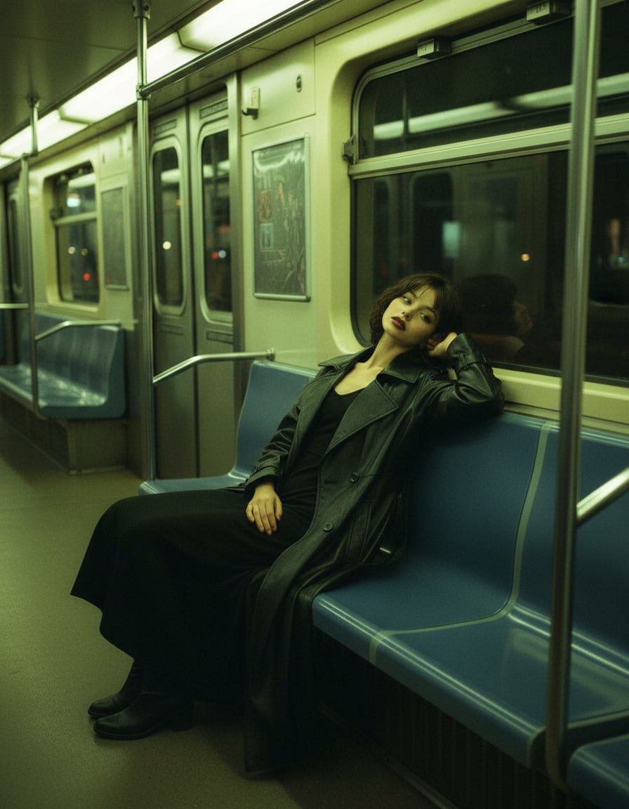 Neon Subway Black Trench