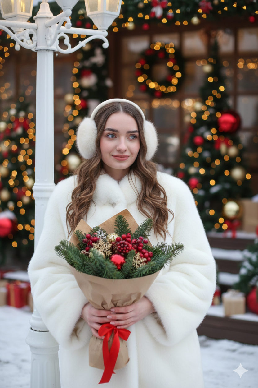 White Fur Coat Bouquet