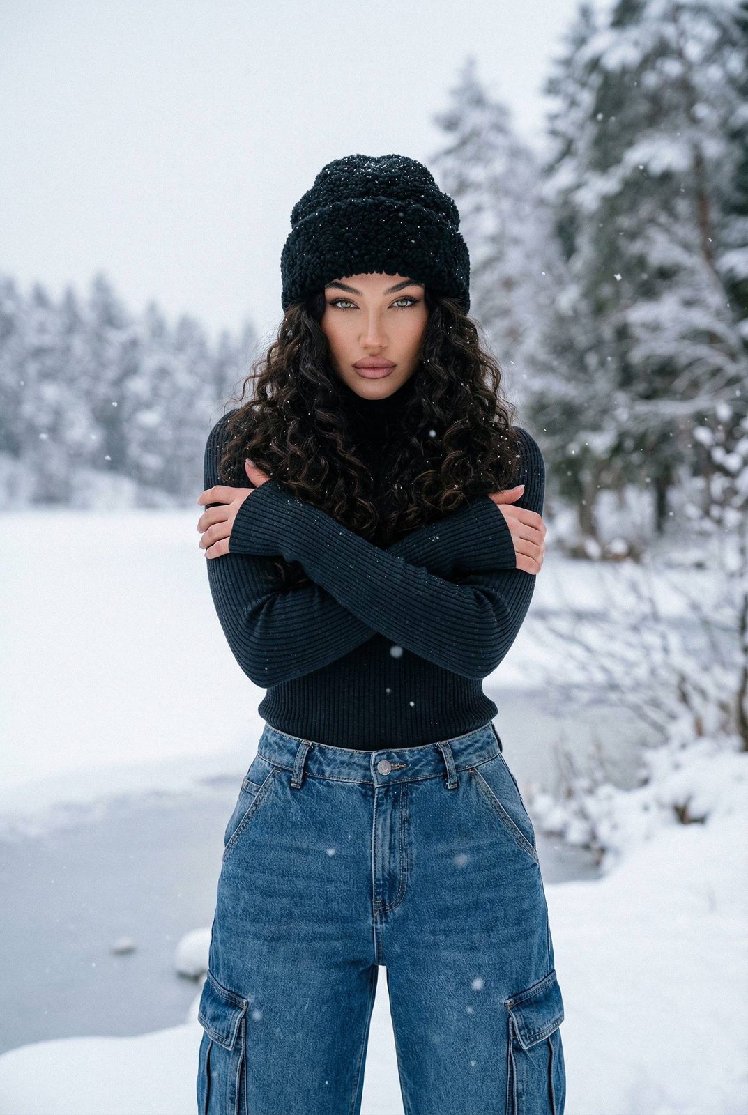 Snowy Lake Winter Hat