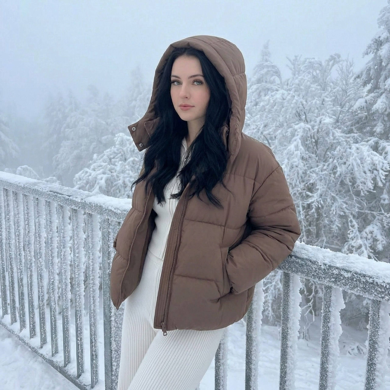 Frosty Brown Puffer Jacket