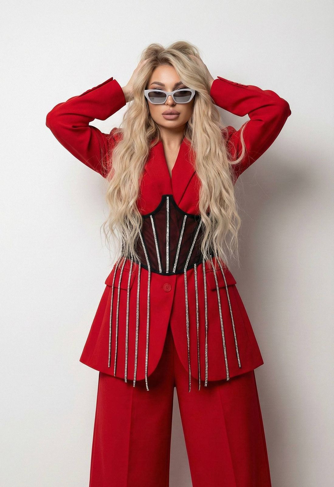 Crimson Suit Rhinestone Corset