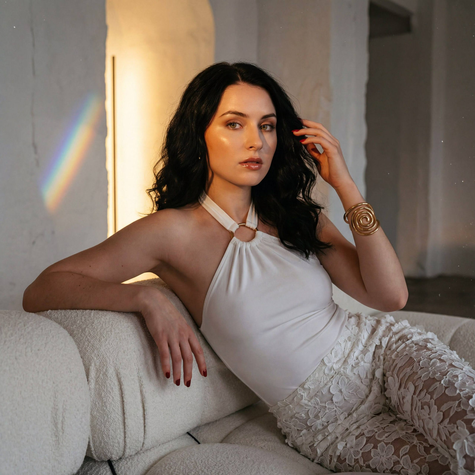 White Halter Gold Bracelet