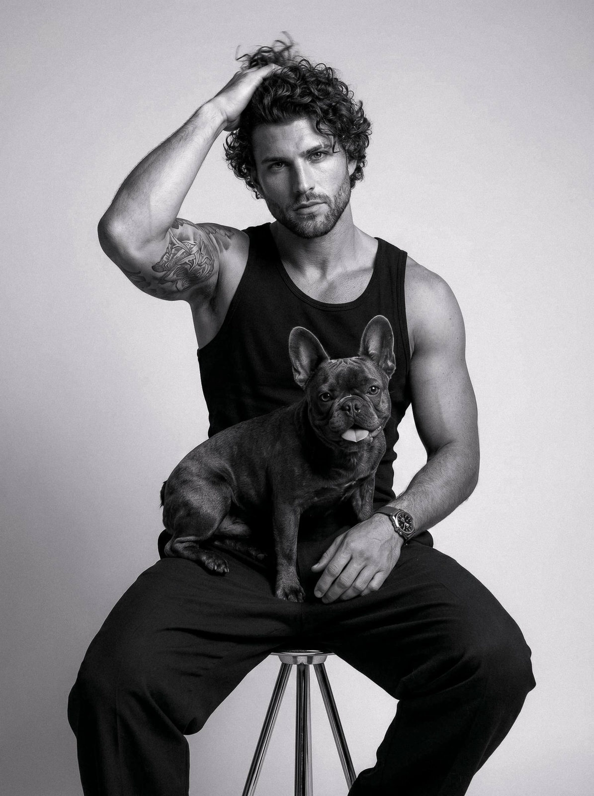 Monochrome Muscular Canine Portrait