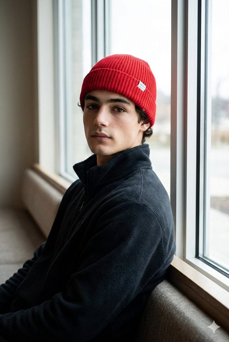 Red Ribbed Knit Cap