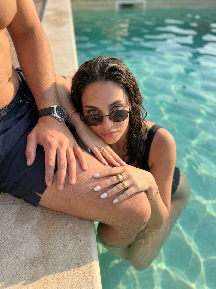 Turquoise Poolside Intimacy