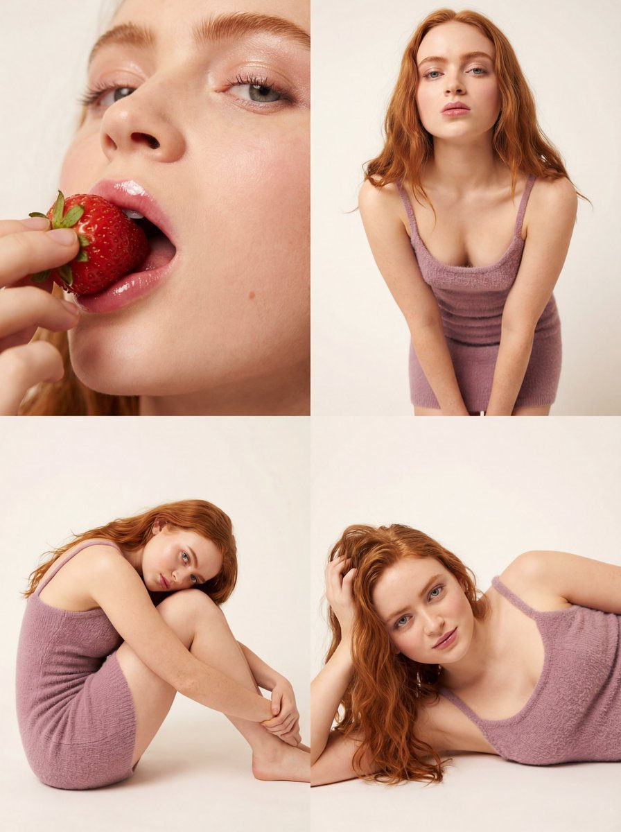 Mauve Knit Strawberry Bite