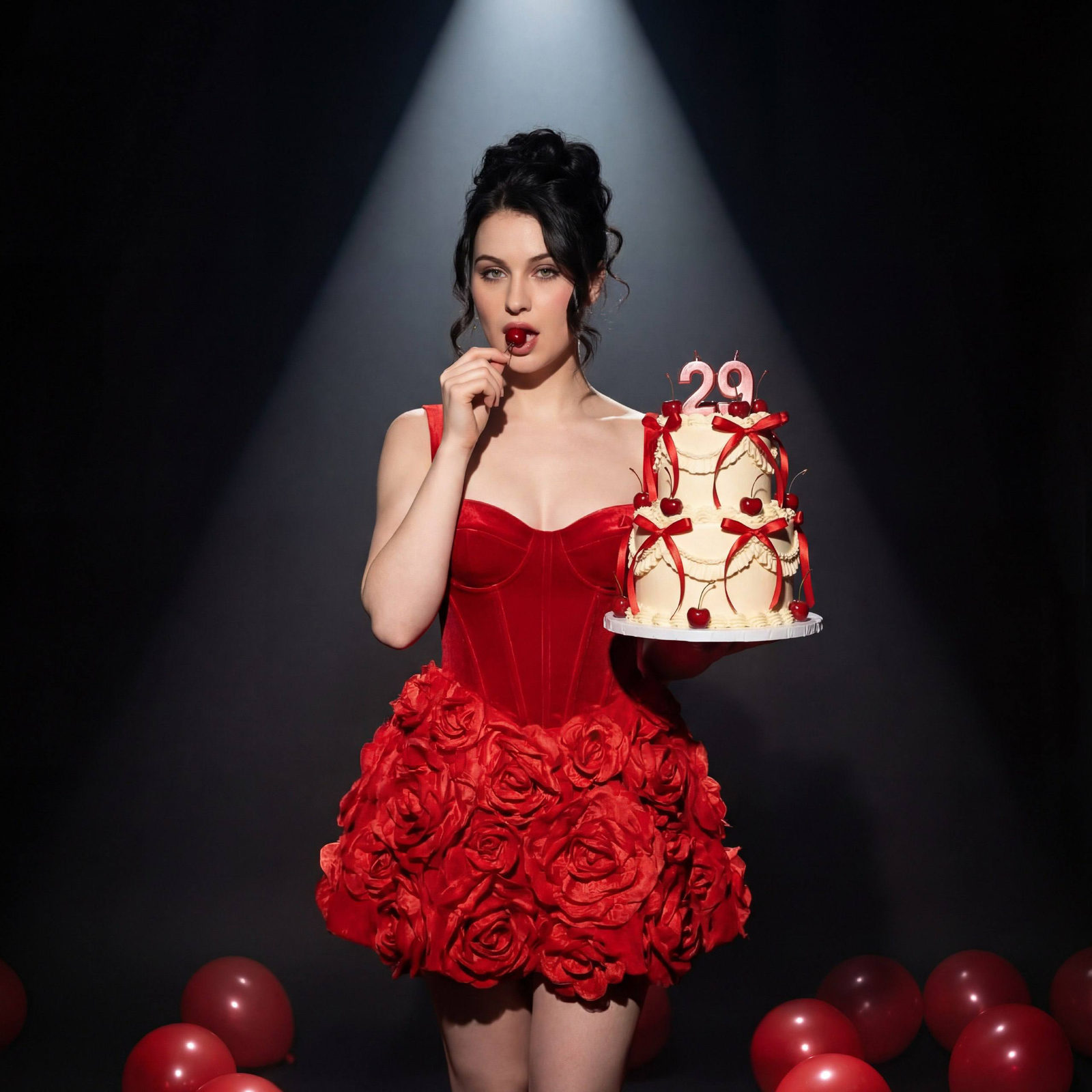 Red Floral Dress Cake