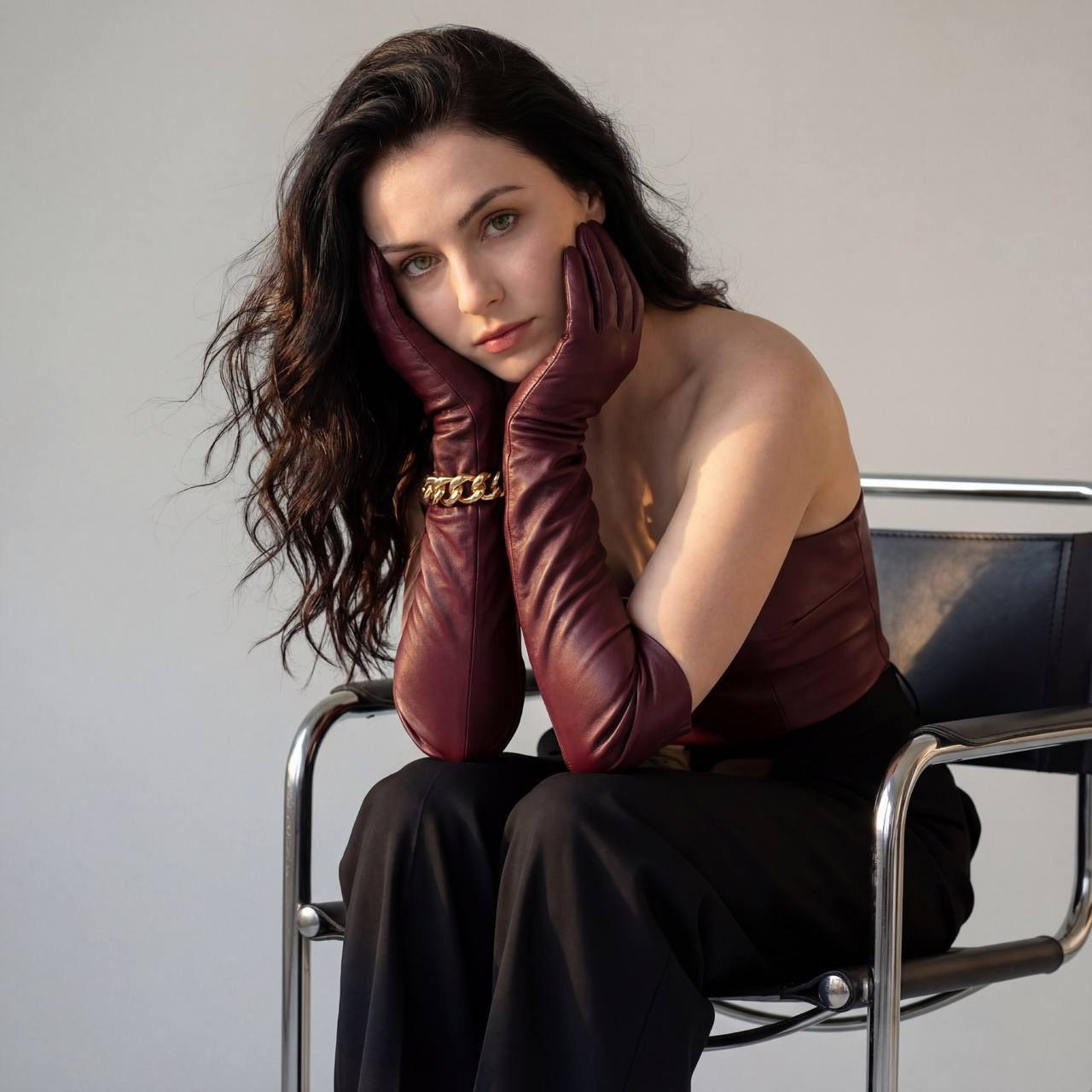 Burgundy Leather Gloves Chair