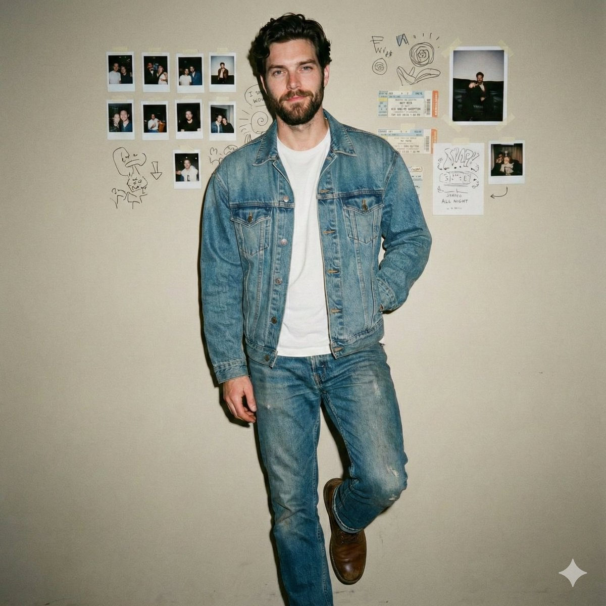 Denim Jacket Polaroid Wall