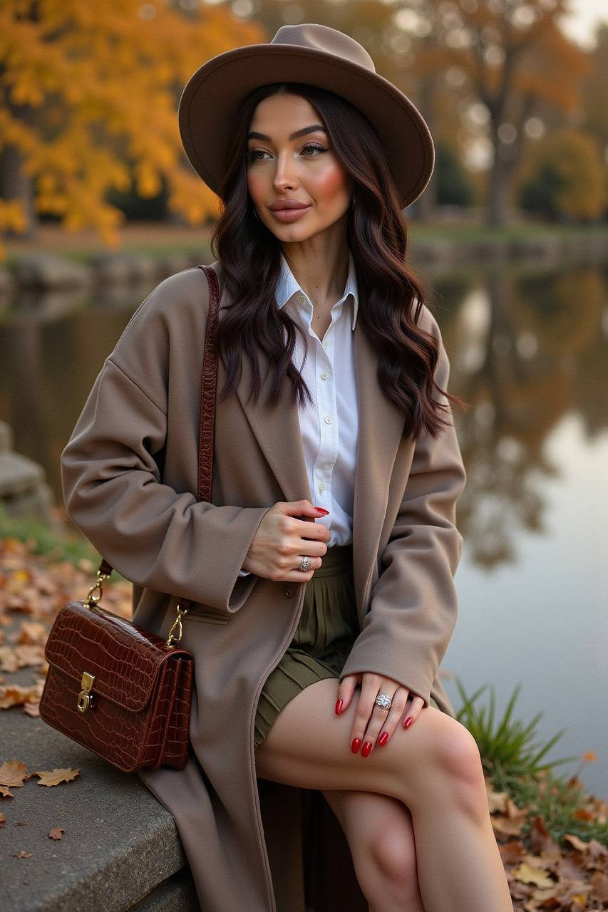 Taupe Coat Lake Autumn