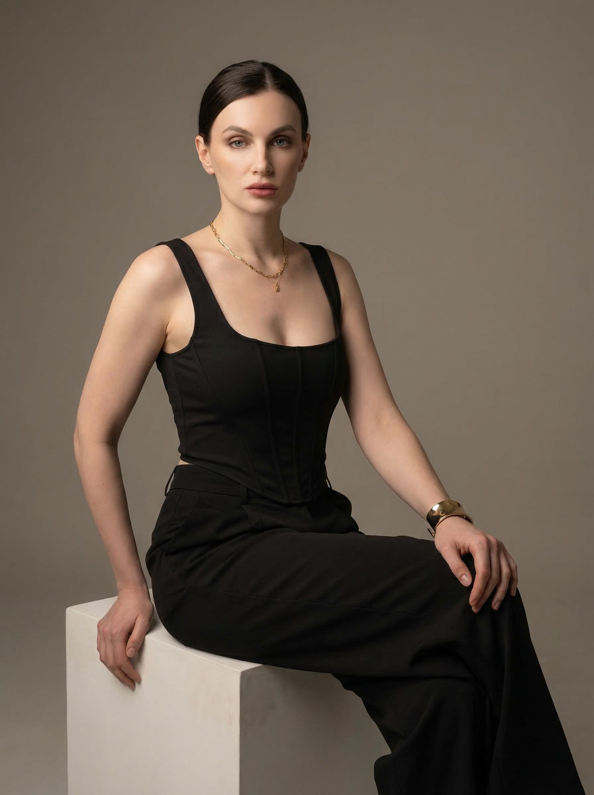 Black Corset Gold Necklace