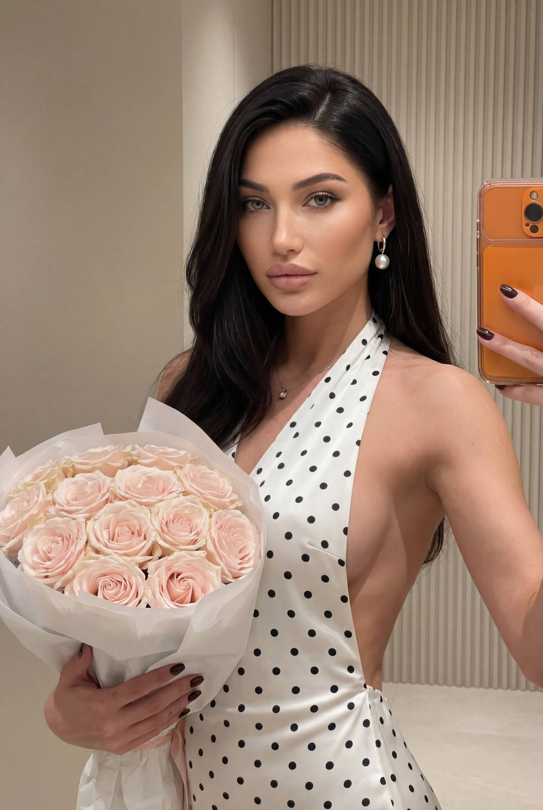 Polka Dot Floral Selfie