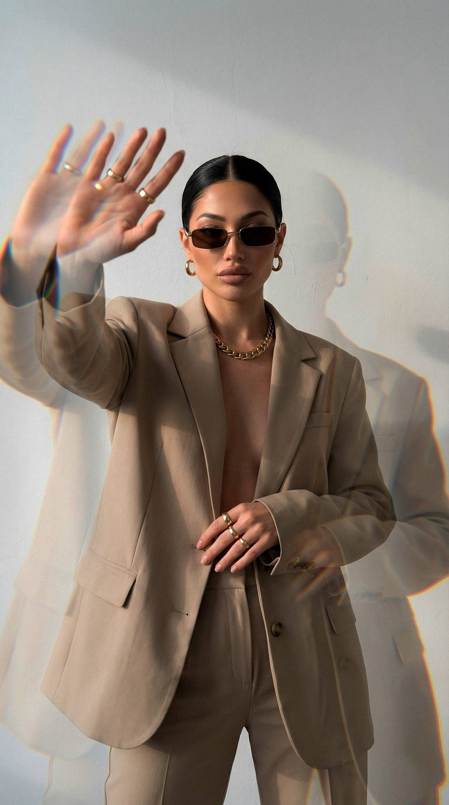 Beige Prism Hand Refraction