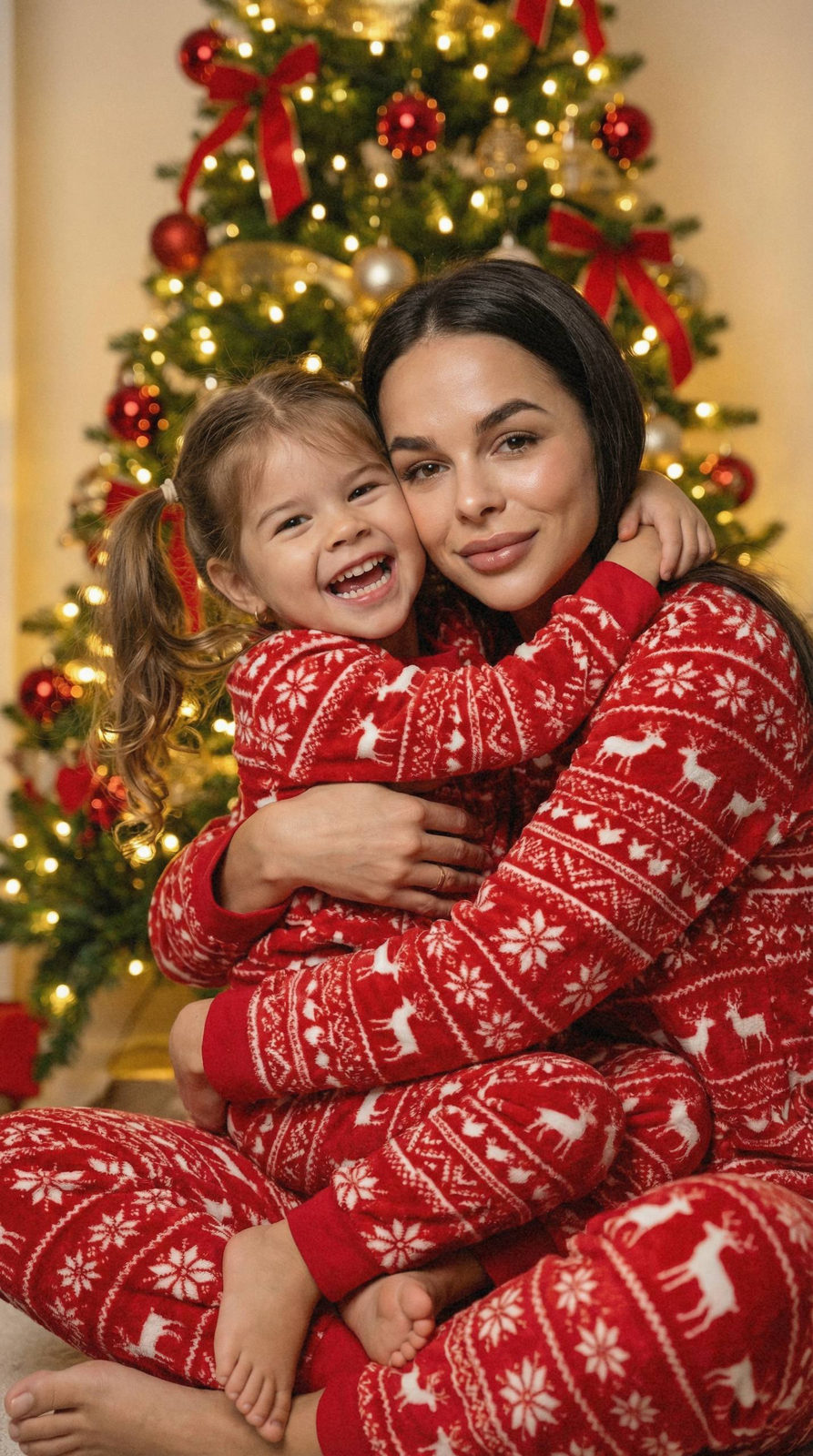 Matching Reindeer Pajamas Hug