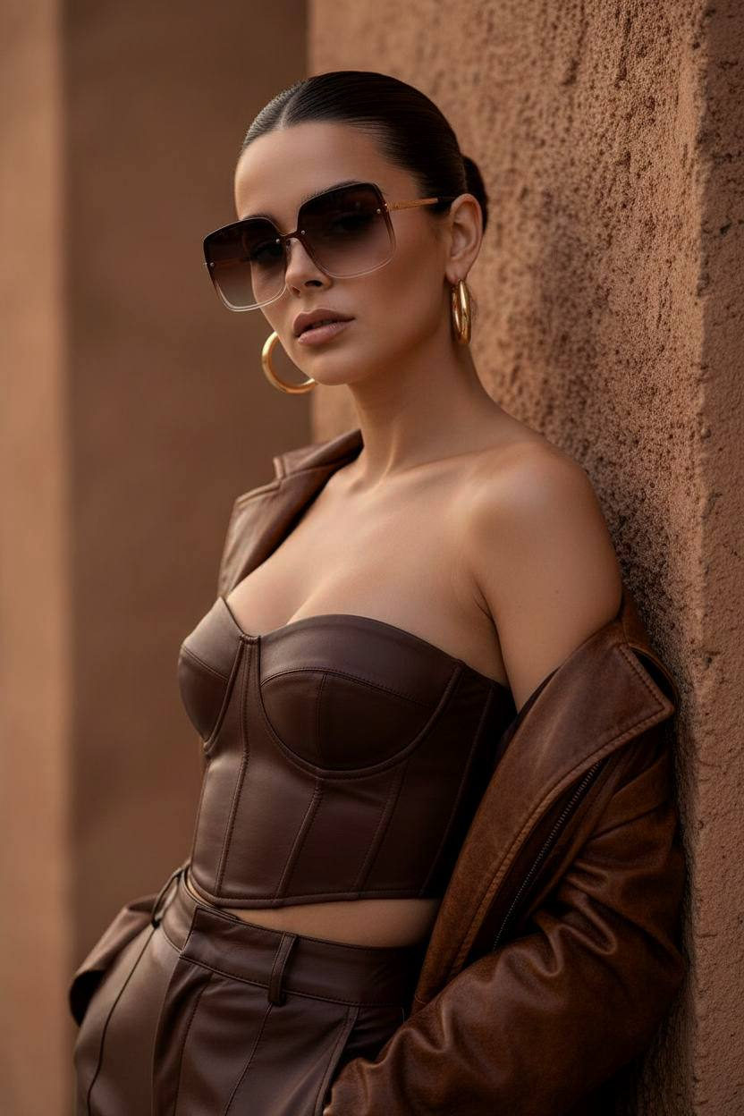Chocolate Leather Corset Editorial