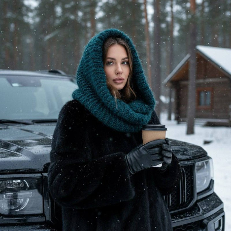 Turquoise Hooded Winter Car