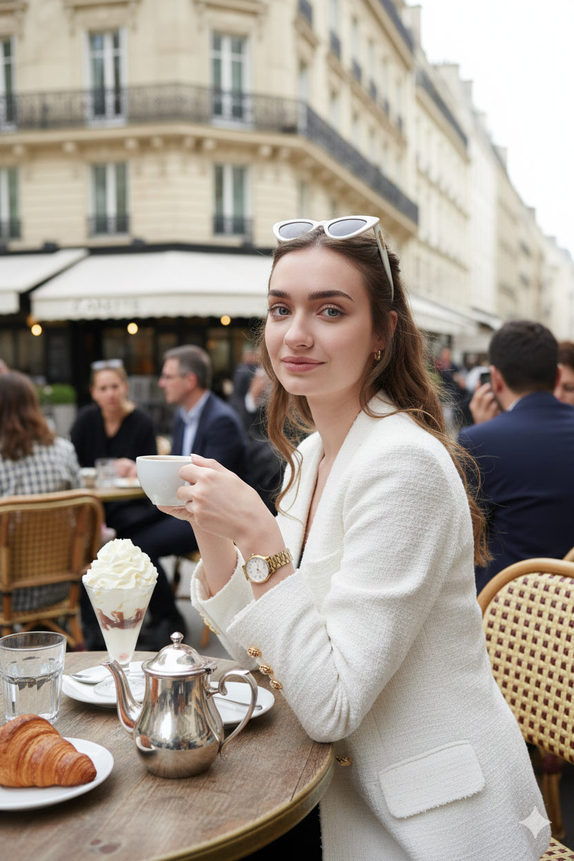 Tweed Blazer Parisian Cafe