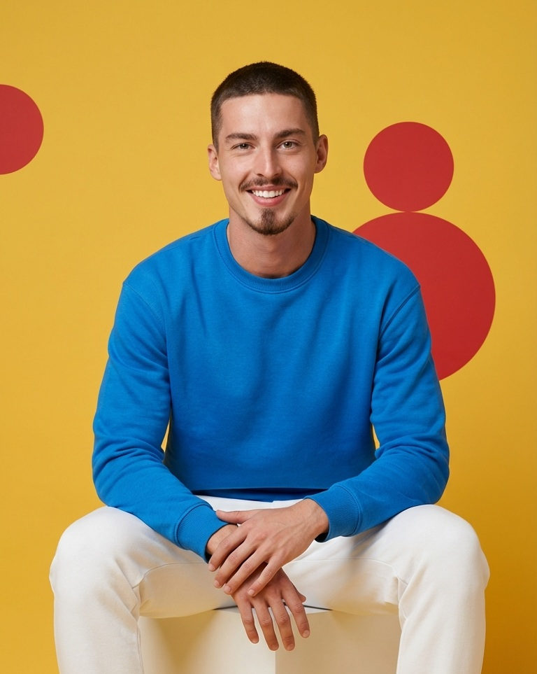 Blue Sweatshirt Yellow Red
