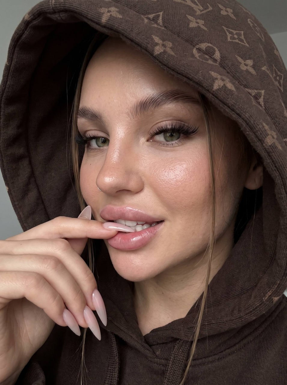 Deep Brown Hood Selfie