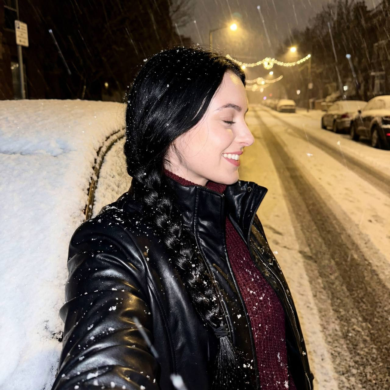 Snowy Car Window Selfie