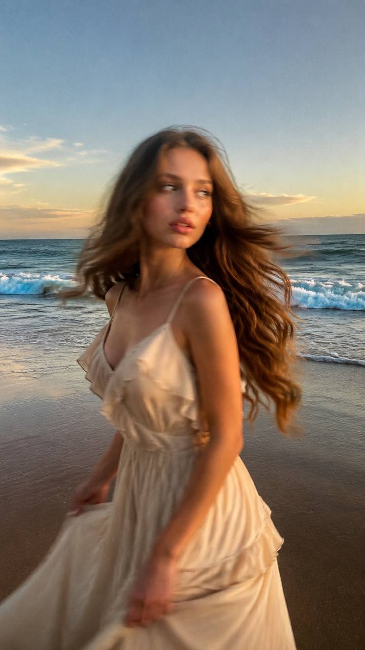 Cream Dress Surf Blur