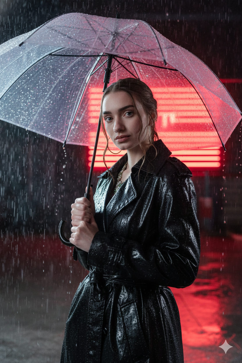 Red Neon Rain Umbrella