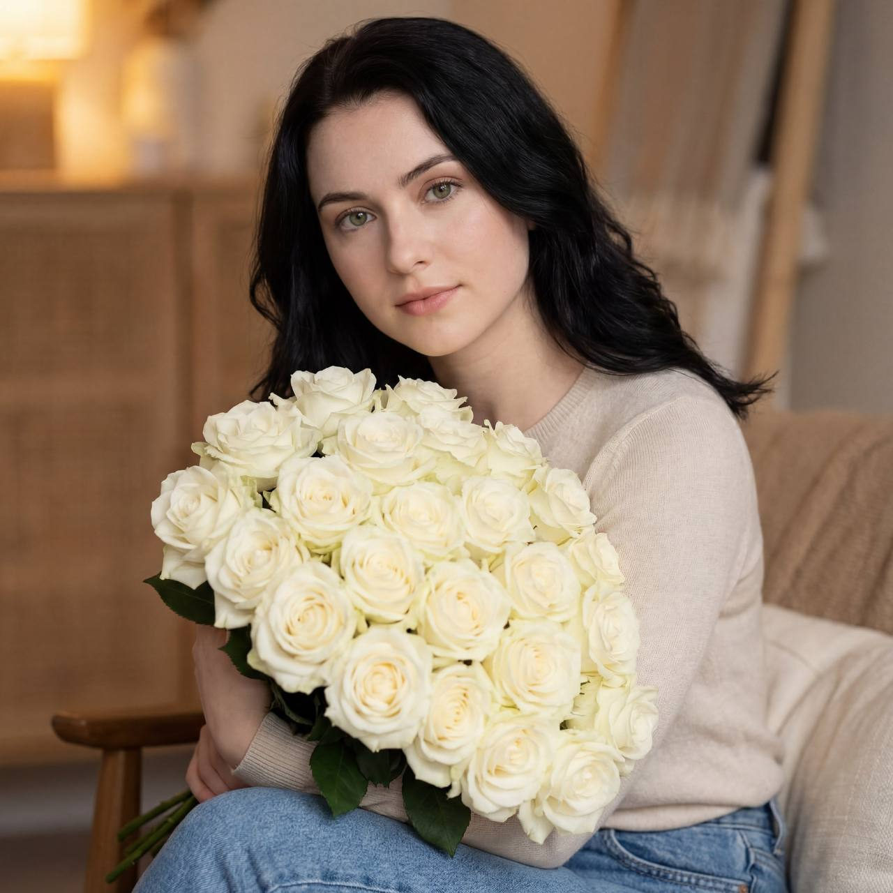White Rose Bouquet Jeans