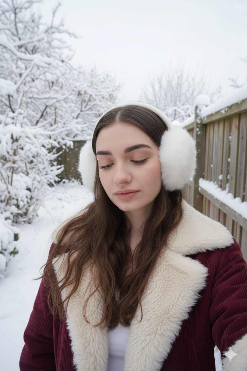 Furry Headphones Winter Selfie