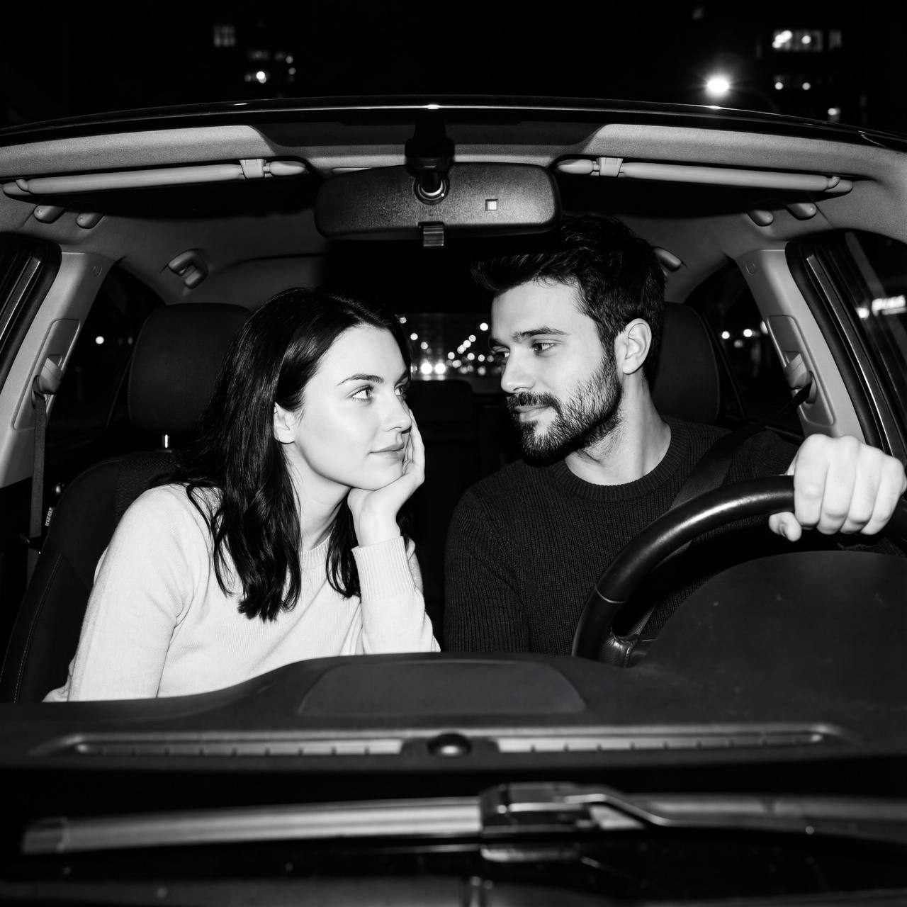 Couple Car Night Flash