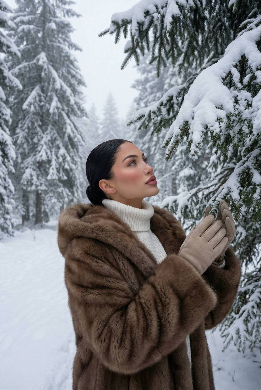 Snowy Forest Fur Coat