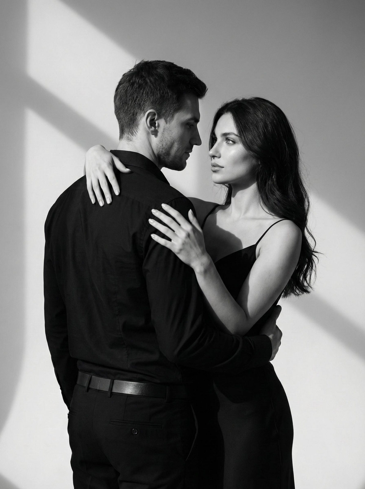 Monochrome Couple Embrace