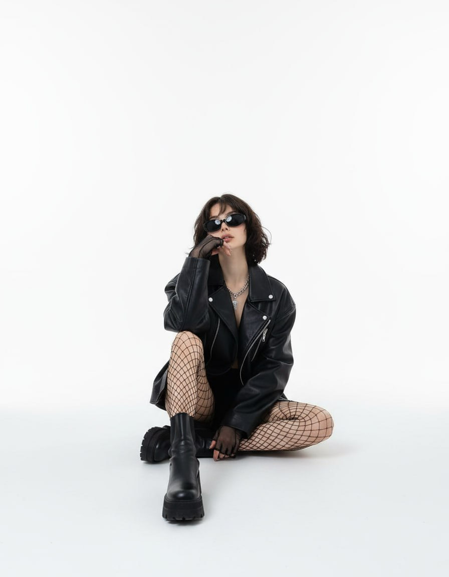 Black Leather Fishnets