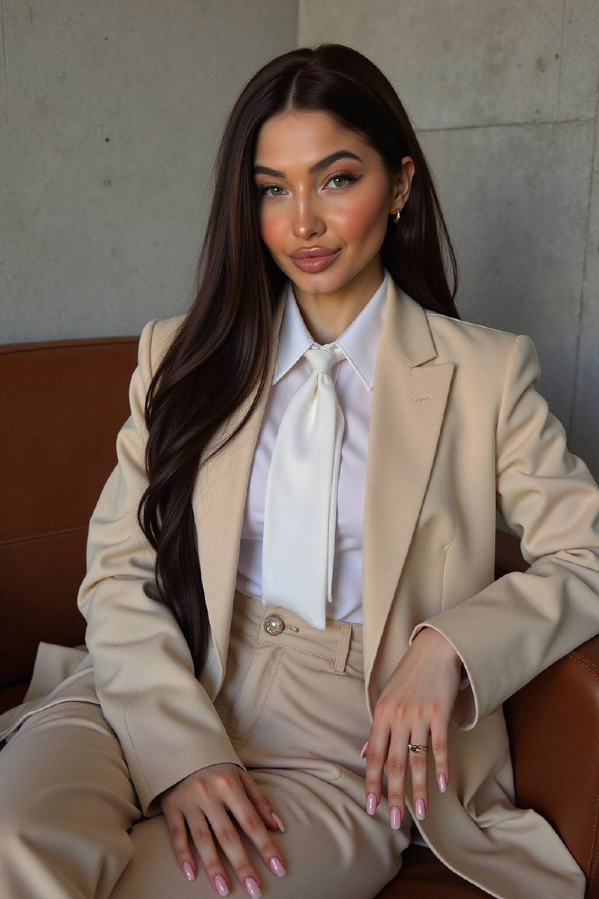 Beige Suit Leather Chair
