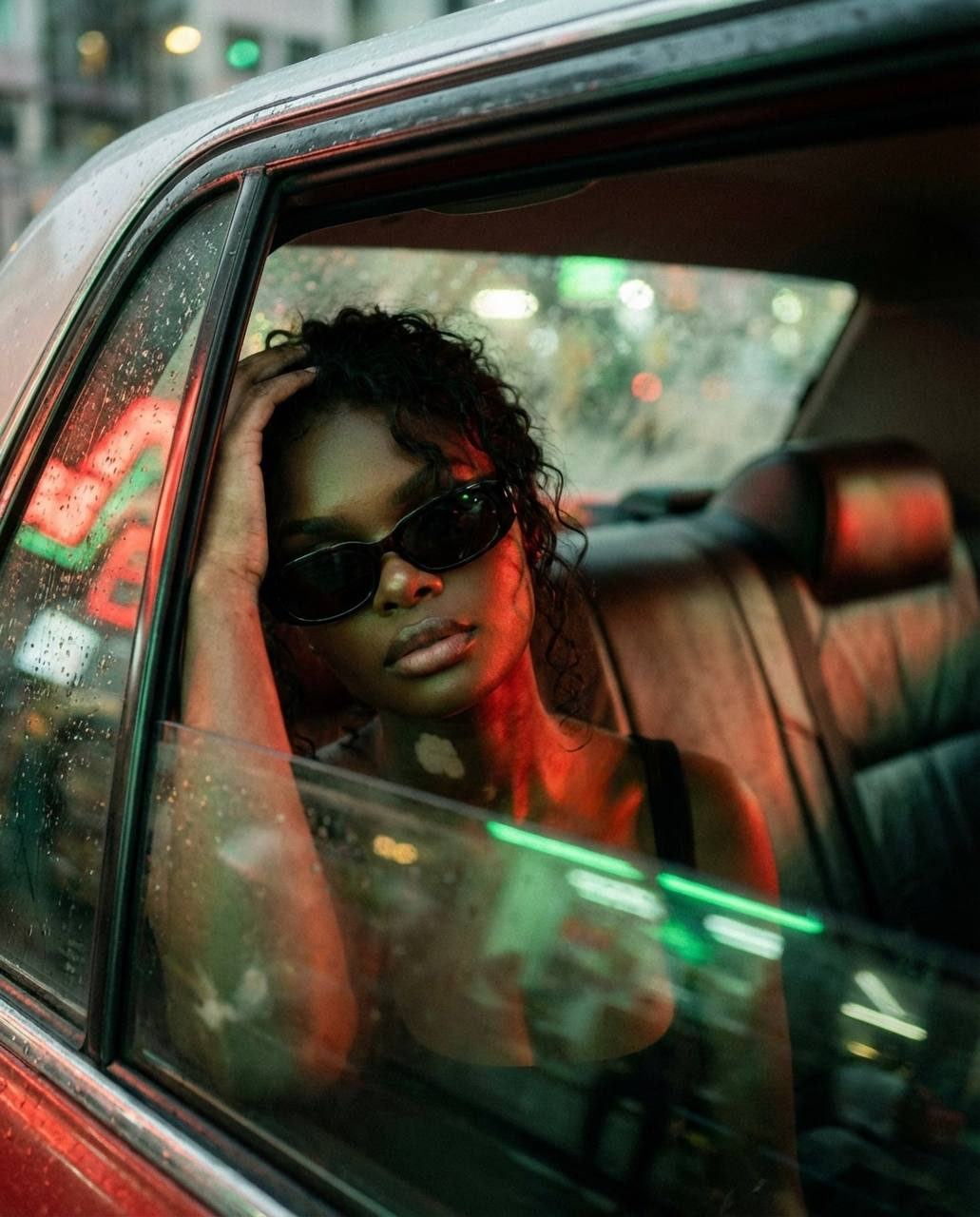 Neon Taxi Window