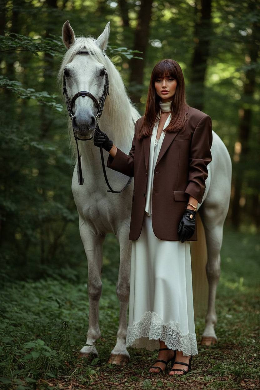 White Silk Dress Forest