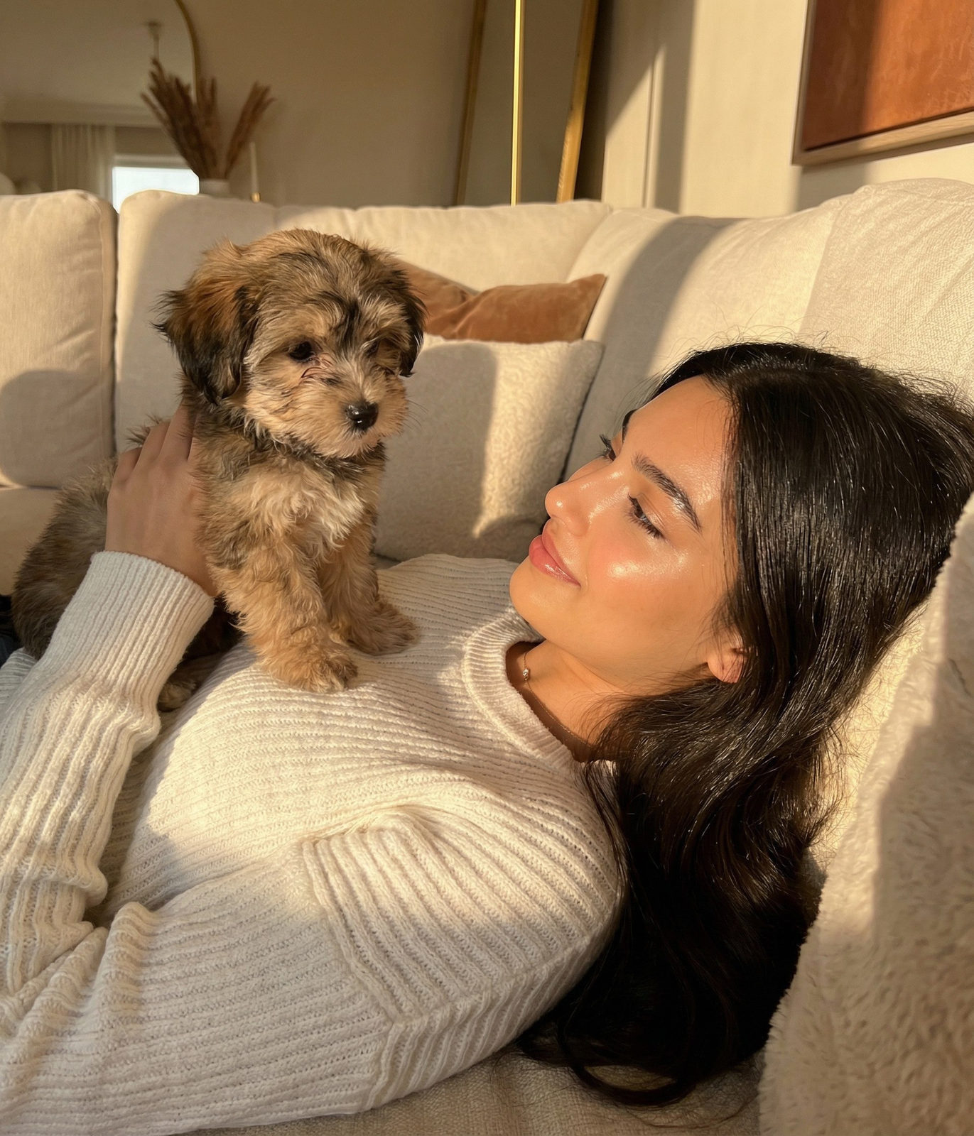 White Blouse Puppy Cuddle