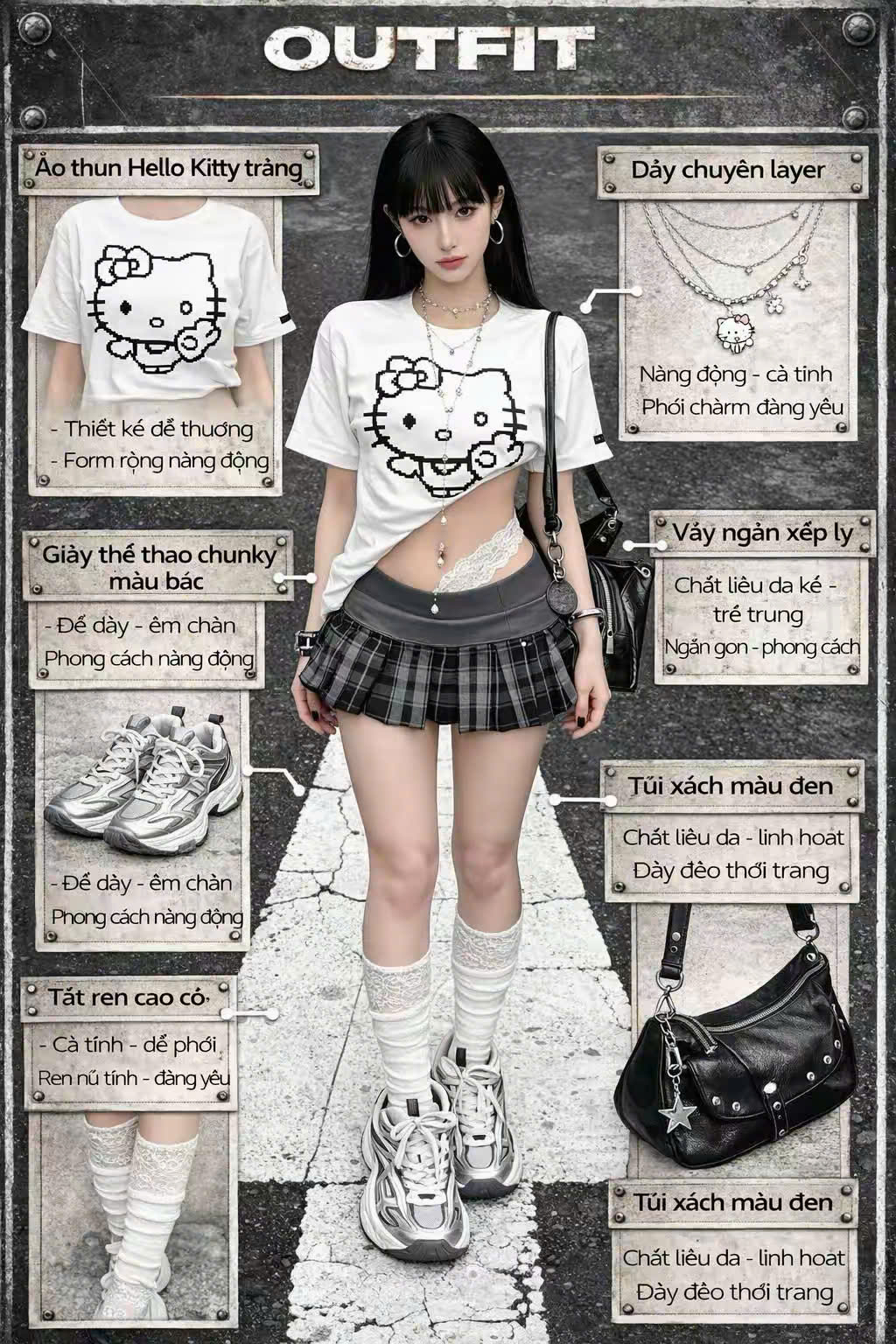 Một cô gái trẻ châu Á với gương mặt nhỏ, đường nét sắc sảo và làn da trắ